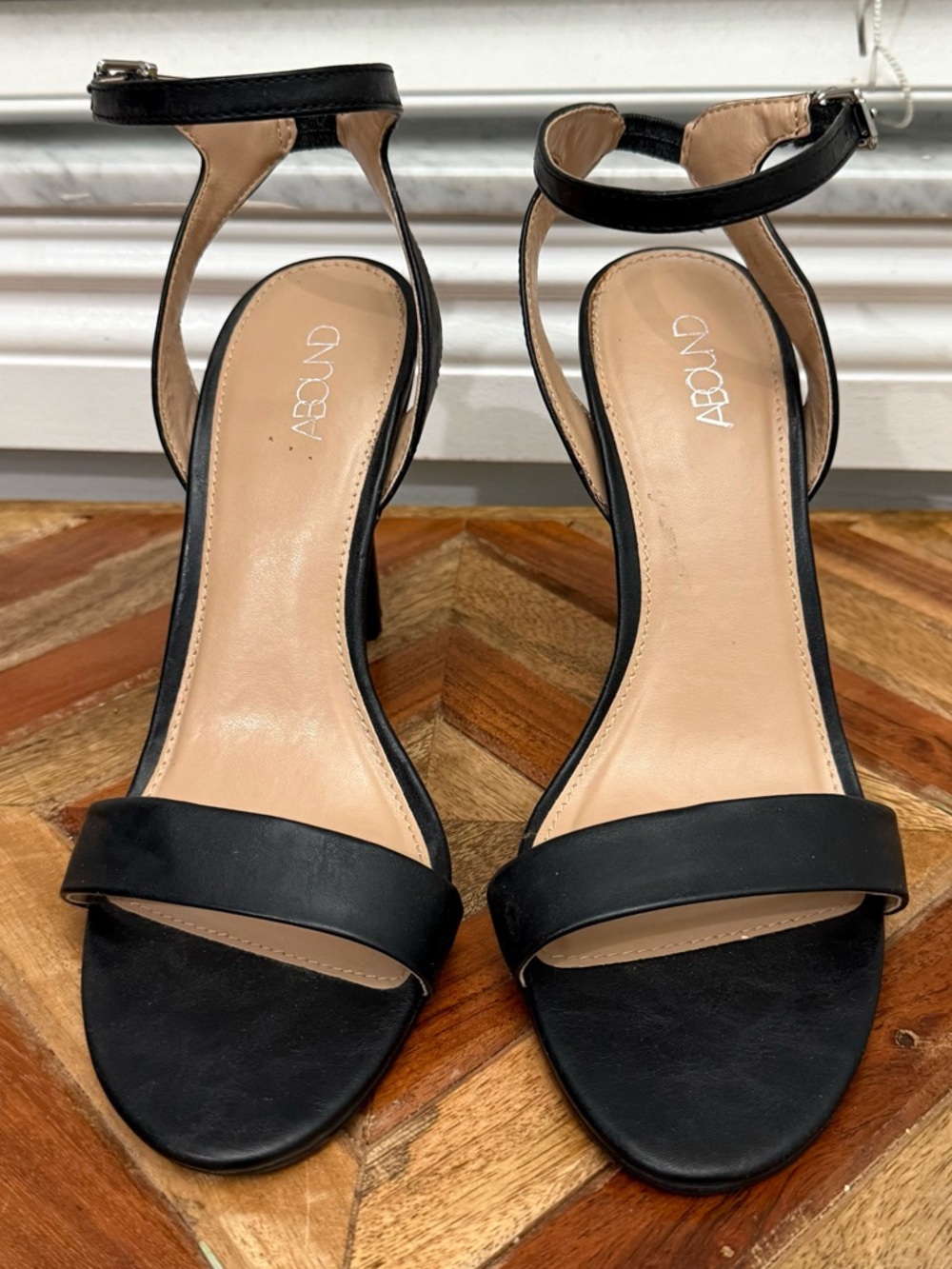 Abound Black Open-Toe Ankle-Strap Heeled Sandals Size 9